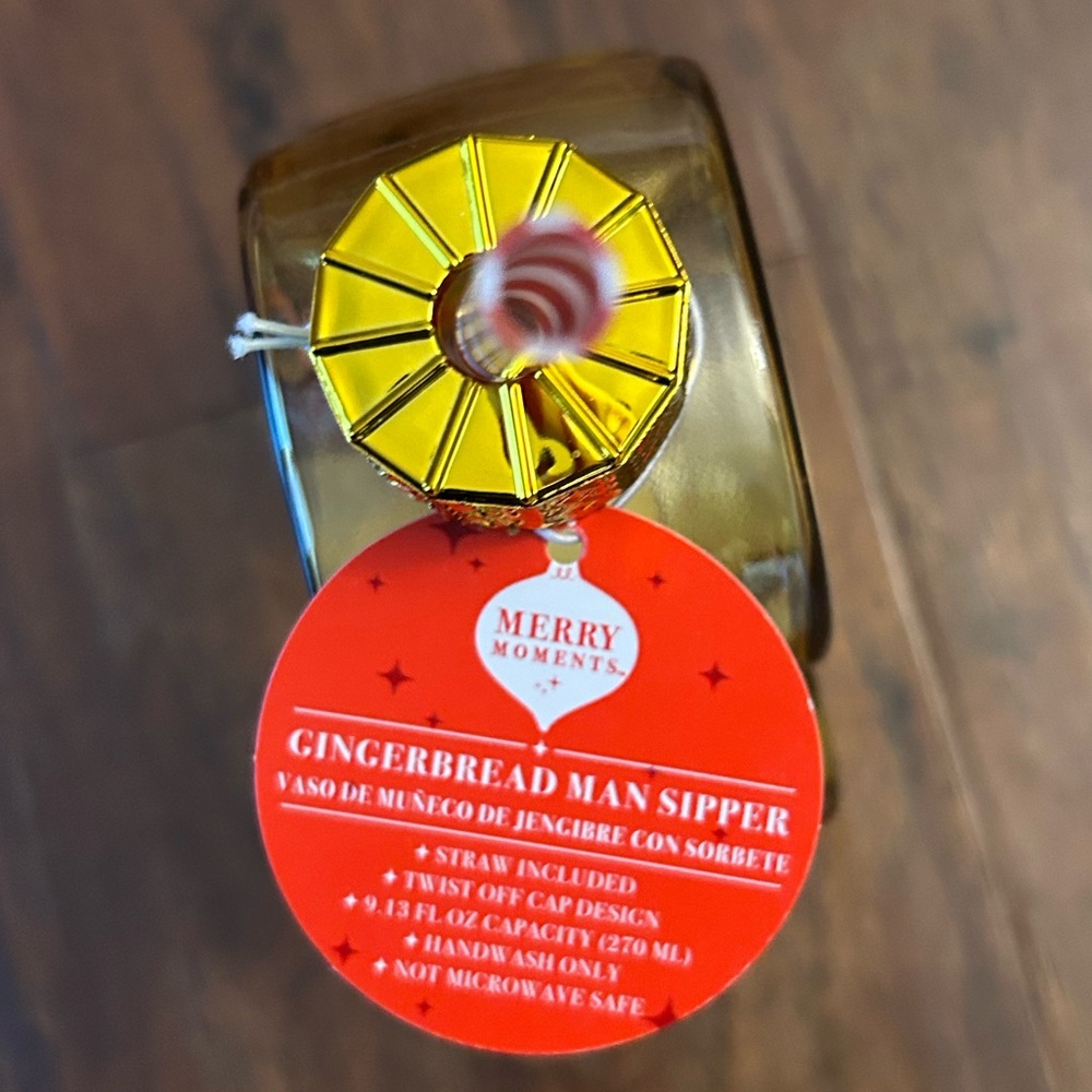 🎄 TWO Aldi Glass Gingerbread Man Sipper | Viral Holiday Cup | 9.13 fl oz - Picture 2 of 2